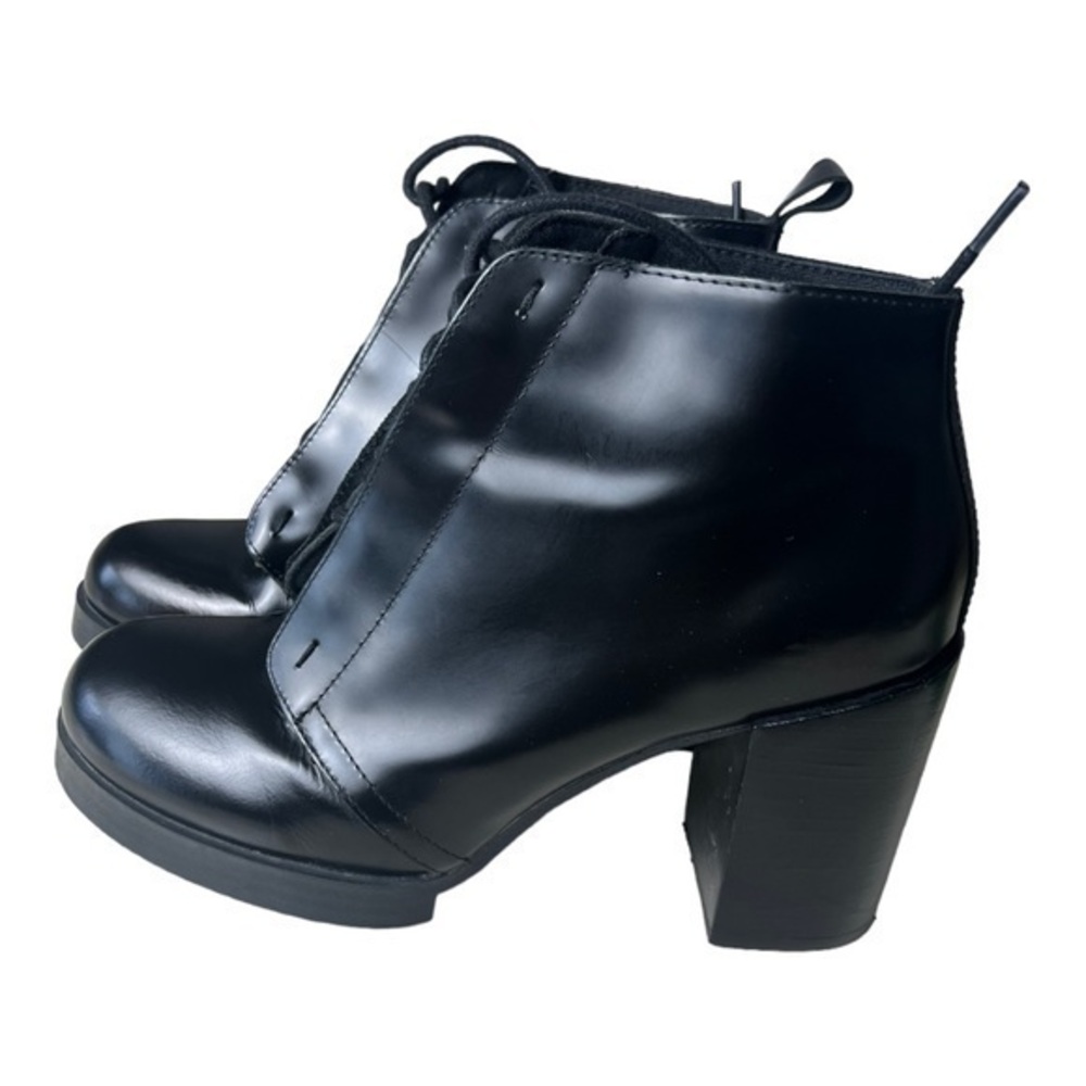 CHEAP MONDAY Black Layer Lace Up Ankle Boot Size 37